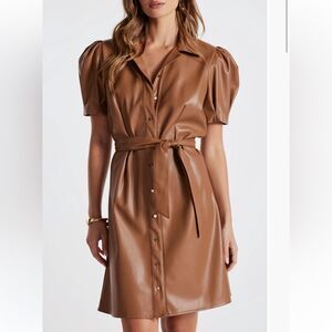 Bishop + Young Clea Vegan Leather Dress – Latte Brown – Size Small – NWT
